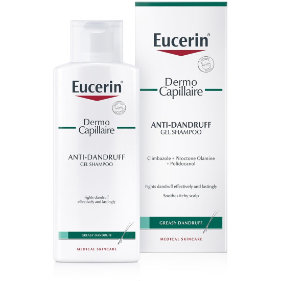 EUCERIN DERMOCAPILLAIRE Anti-Dandruff Gel Shampoo успокояващ гел шампоан против пърхот за мазен пърхот и себореен дерматит 250мл