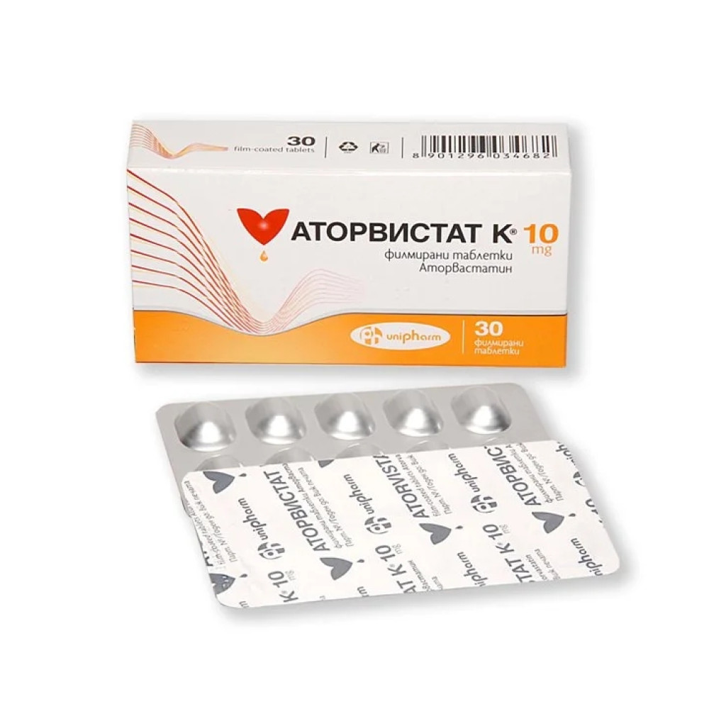 Atorvistat К 10 mg 30 film-coated tablets / Аторвистат К 10 mg 30 филмирани таблетки - Лекарства с рецепта