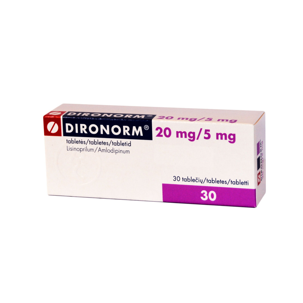 Dironorm 20 mg./5 mg. 30 tabl. / Диронорм 20 мг./5мг. 30 табл. - Лекарства с рецепта