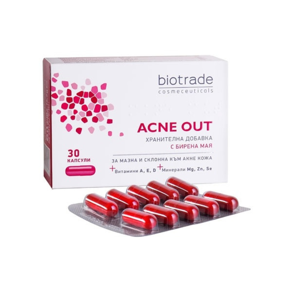 Biotrade Acne Out Хранителна добавка с бирена мая 30 капсули - Коса кожа нокти