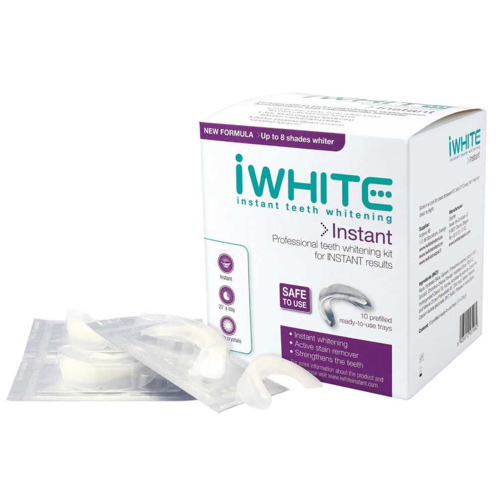 iWHITE Instant Teeth Whitening комплект за незабавно избелване на зъбите гел-шини х 10 броя -