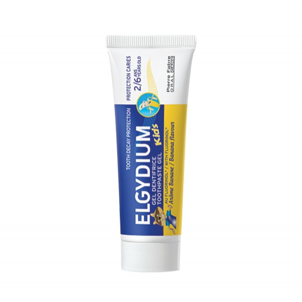Elgydium Kids Гелообразна паста за зъби за защита от кариес за деца от 2-6 години, с вкус на банан х50 мл - Паста за зъби