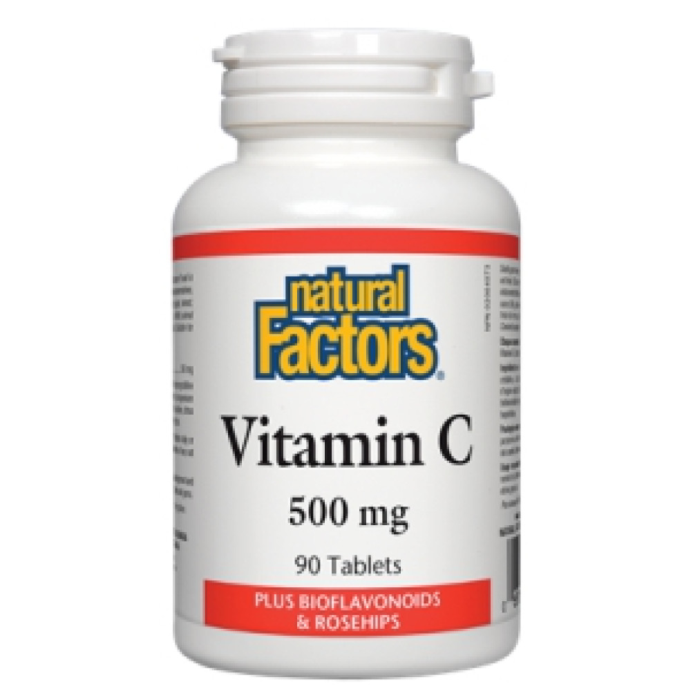 Витамин C, с шипка и биофлавоноиди, 500мг, 90 таблетки, Natural factors -