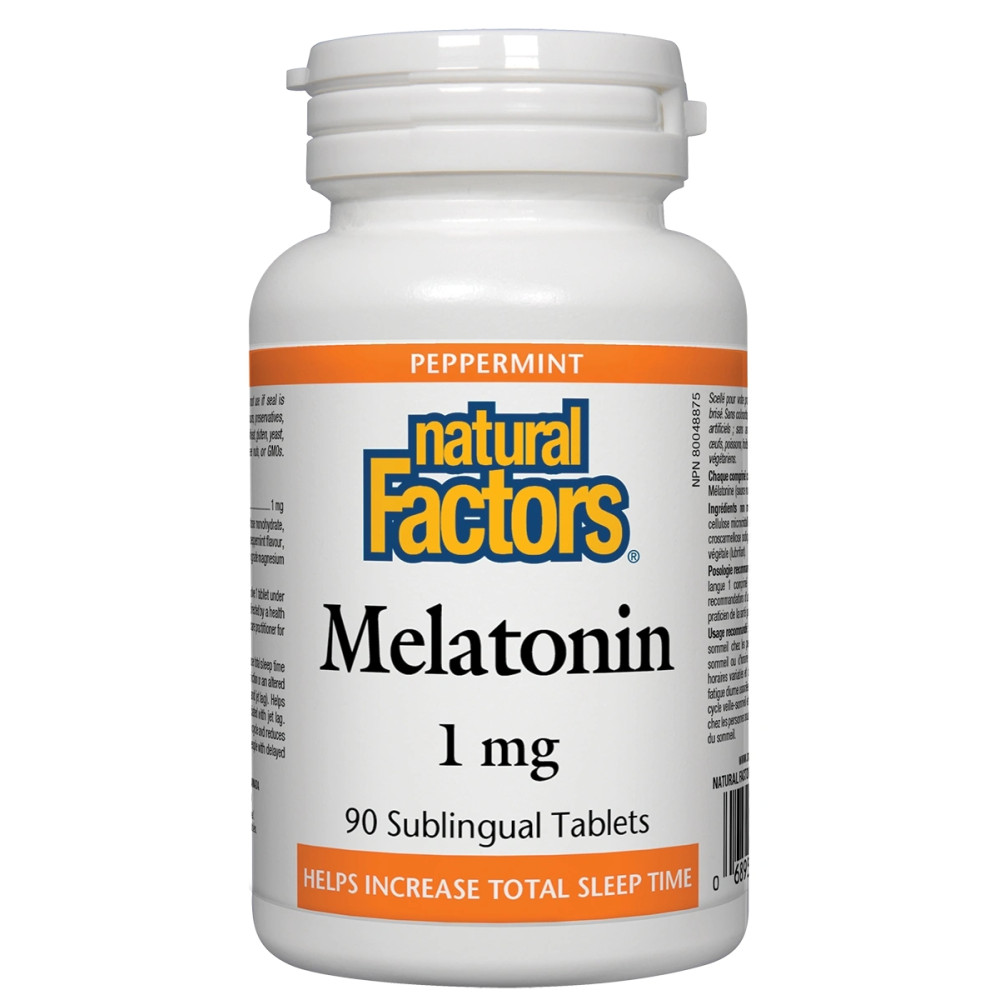 Мелатонин естествен продукт при проблеми със съня, 1мг, 90 таблетки, Natural Factors -