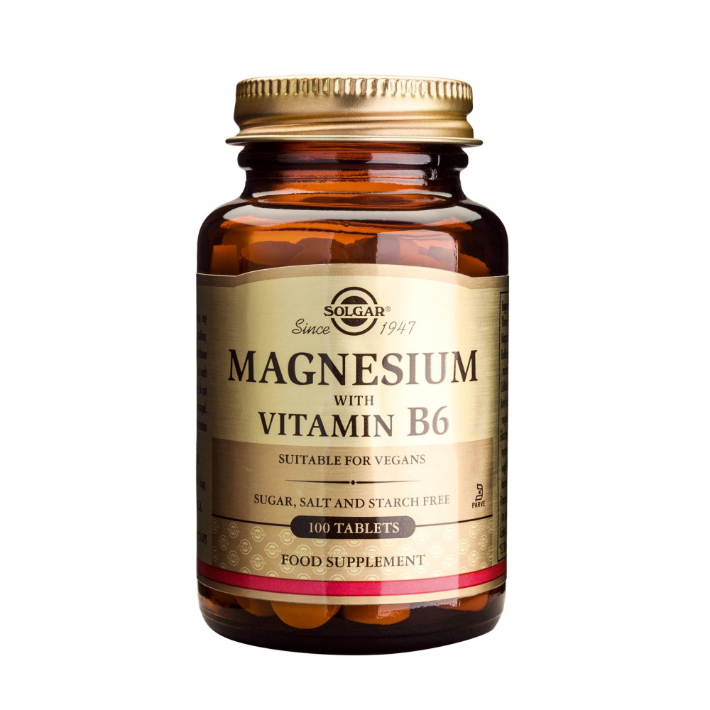 Магнезий + Витамин B6, 100 таблетки, Solgar -