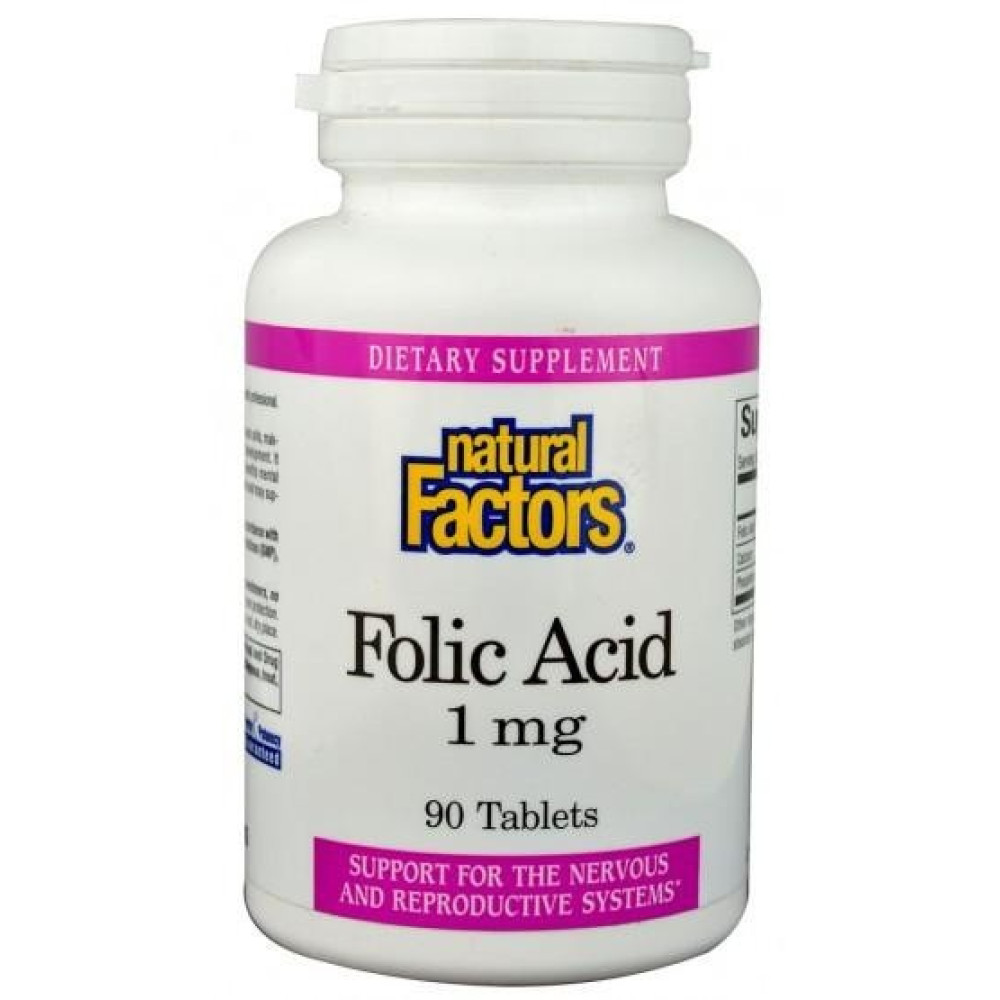 Фолиева киселина 1мг х 90 таблетки, Natural Factors -