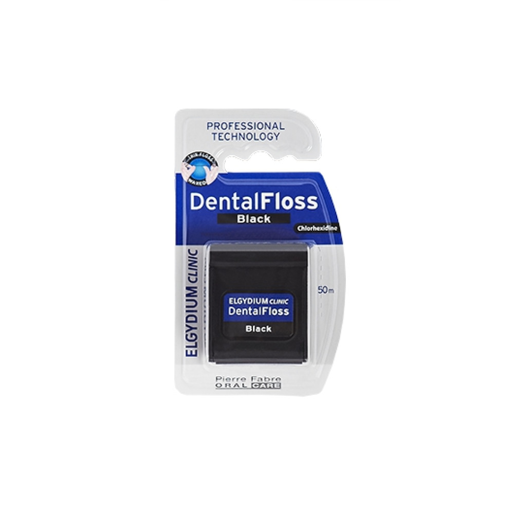 Elgydium Clinic DentalFloss конец за зъби антибактериален черен 50м -