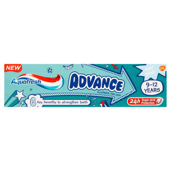 АКВАФРЕШ детска паста за зъби ADVANCE 9-12 г 75 мл