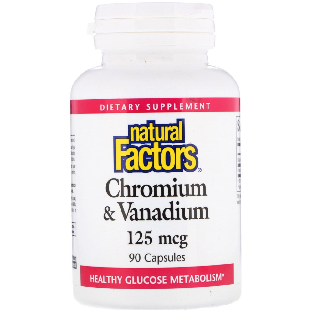 Natural Factors Хром & Ванадий За нормални нива на кръвна захар125 мк х90 капсули - Kръвна захар