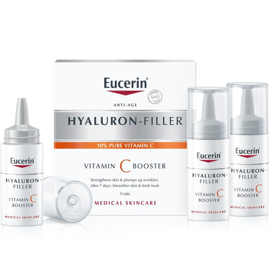 EUCERIN HYALURON-FILLER + 3x EFFECT Vitamin C Booster подмладяващ бустер серум за лице с витамин С за всеки тип кожа 8 мл х 3 бр