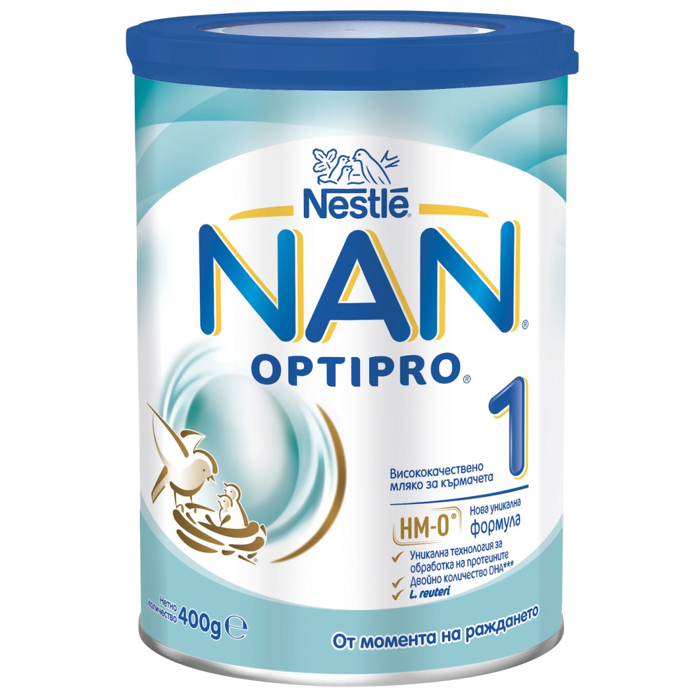 NAN OptiPro 1 Адаптирано мляко за кърмачета, 0 до 6 месеца х 400гр -