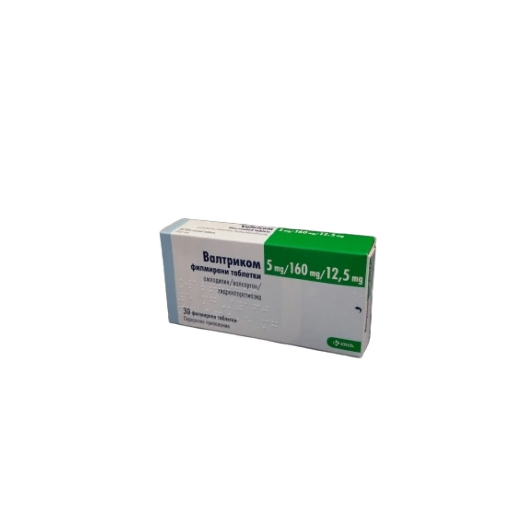 Валтриком 5 мг/ 160 мг/ 12,5 мг х30 филмирани таблетки - Лекарства с рецепта