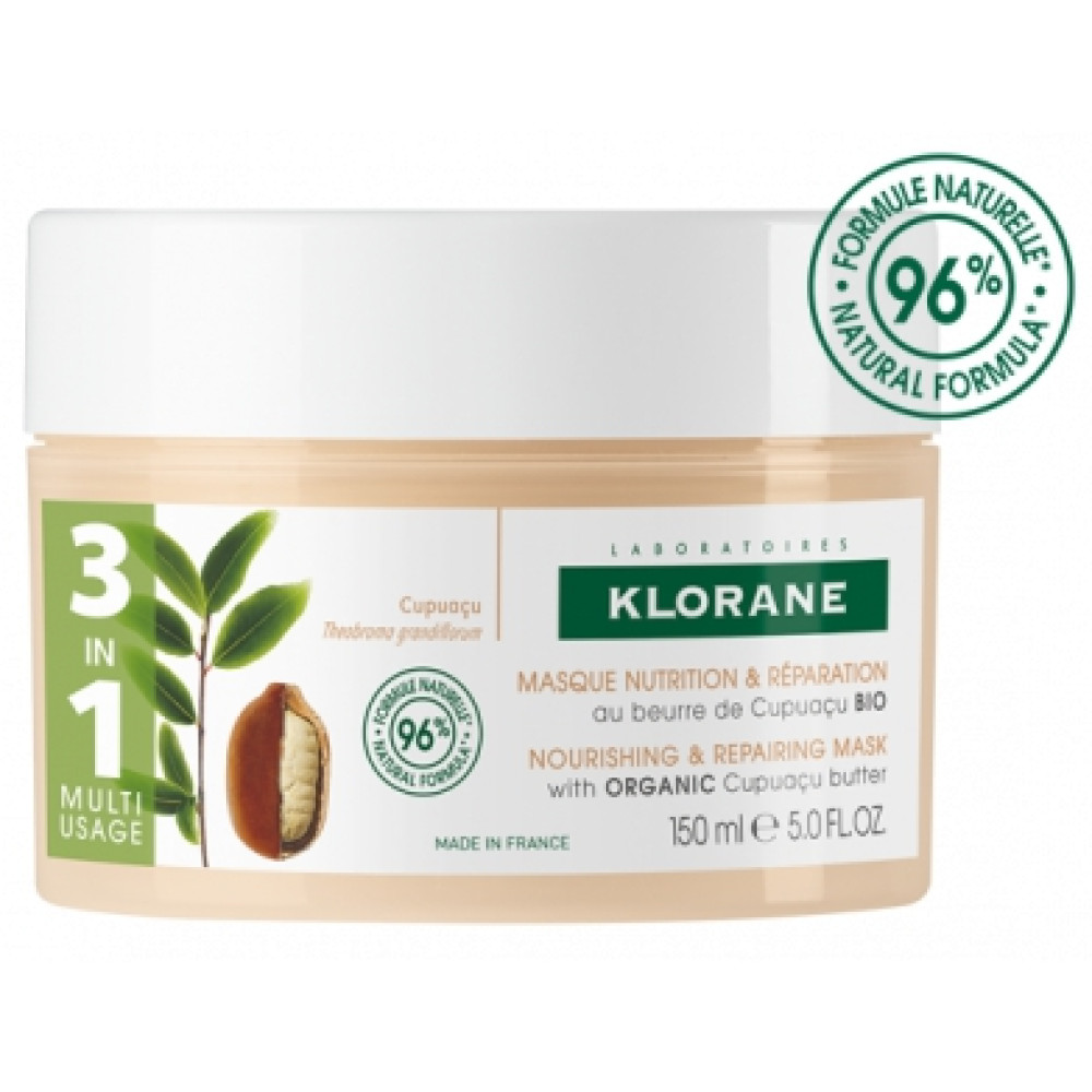 Klorane Подхранваща и възстановяваща маска за коса 3 в 1 с органично масло от купуасу 150мл -