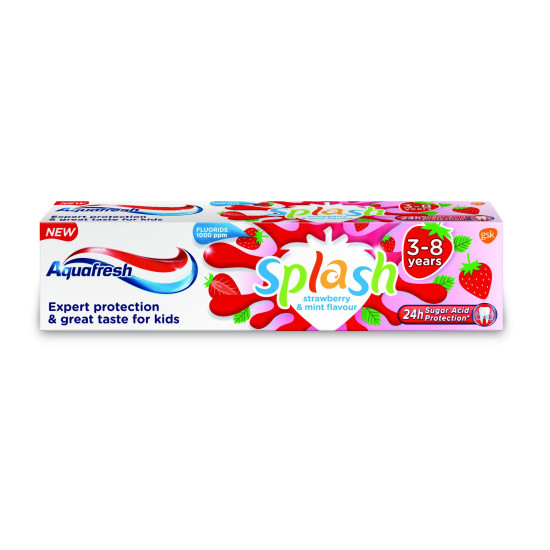 АКВАФРЕШ детска паста за зъби KIDS Splash Strawberry 3-8 г 50 мл