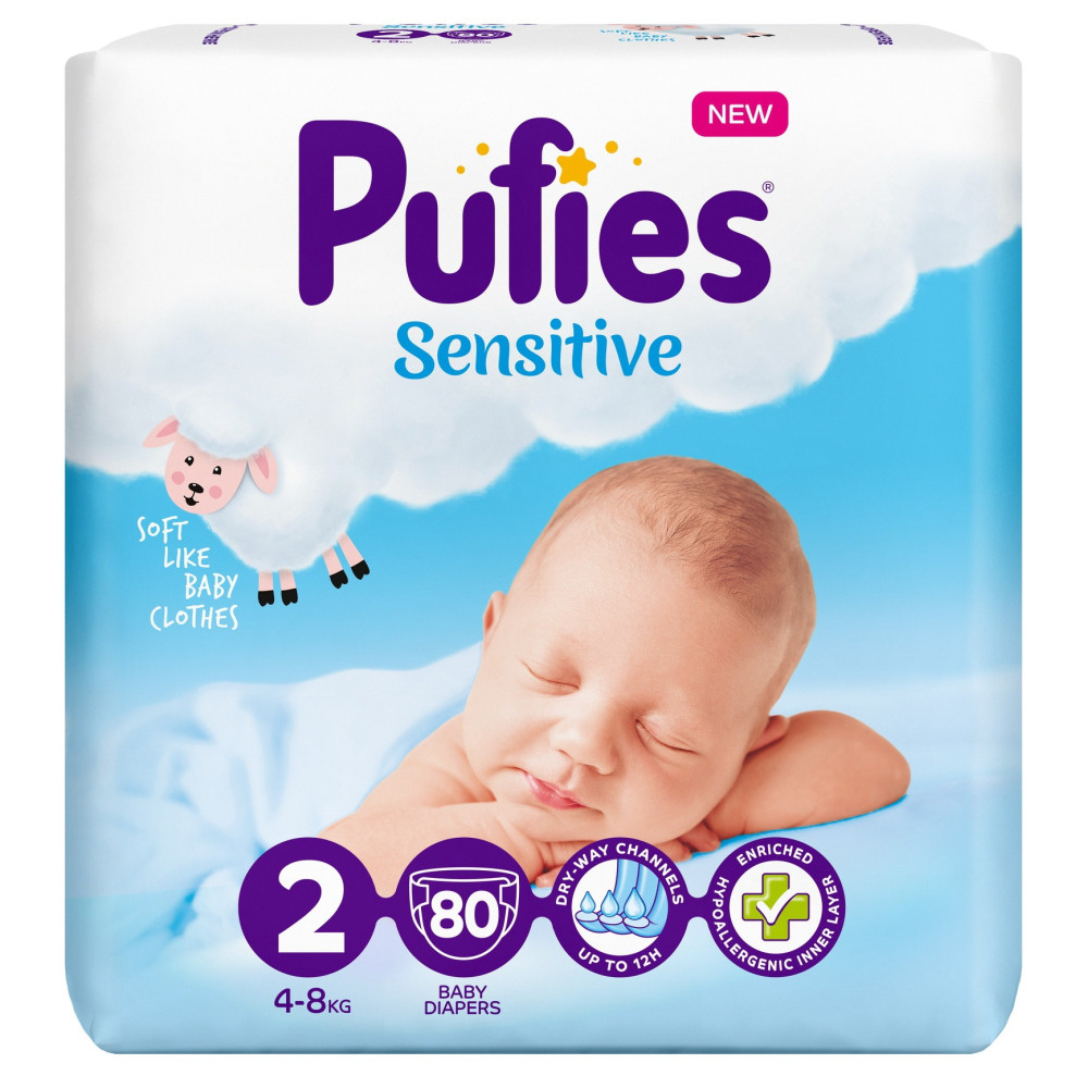 Pufies Sensitive 2 Maxi Pack пелени бебета с тегло от 4 до 8кг mini х 80 броя -