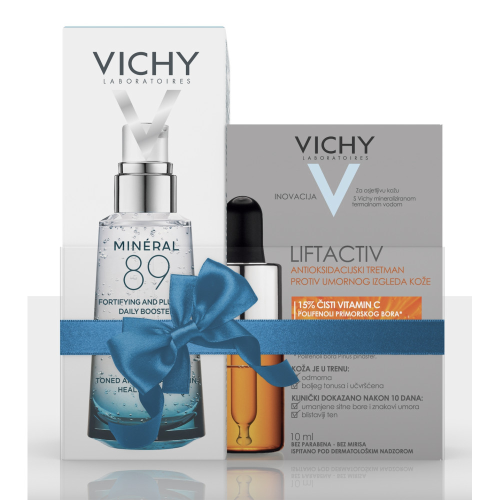 Vichy Mineral 89 укрепващ и хидратиращ гел-бустер за лице 50мл + Liftactiv Supreme Fresh Shot серум за лице с антиоксидантен ефект 10мл -