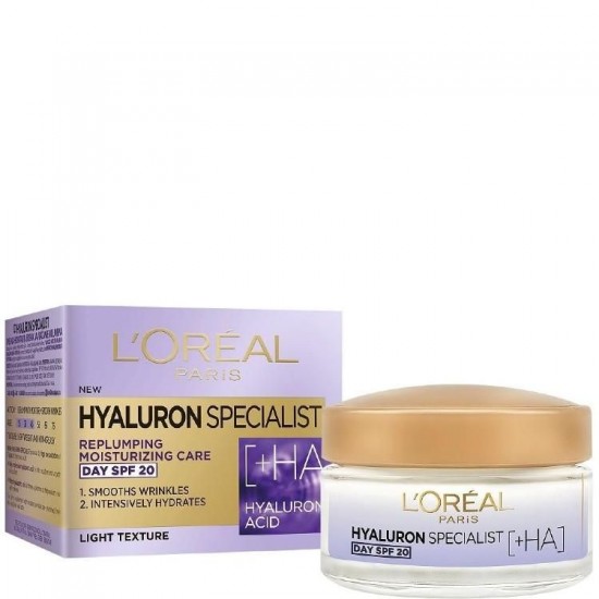 L'OREAL HYALURON SPECIALIST SPF20 дневен крем за лице с хиалуронова киселина за всеки тип кожа 50 мл