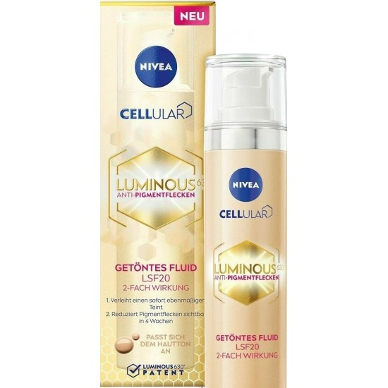 ᐉ НИВЕА CELLULAR LUMINOUS 630 SPF20 цветен флуид срещу пигментни петна за изравняване на тена 40 мл