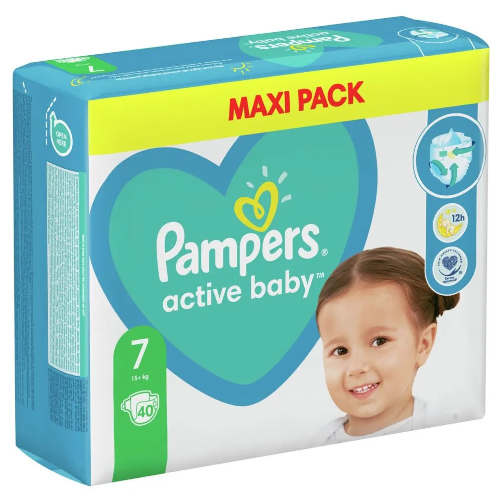 ПАМПЕРС ПЕЛЕНИ ACTIVE BABY 7 MAXI PACK 15+ кг x 40 бр | Аптека Феникс